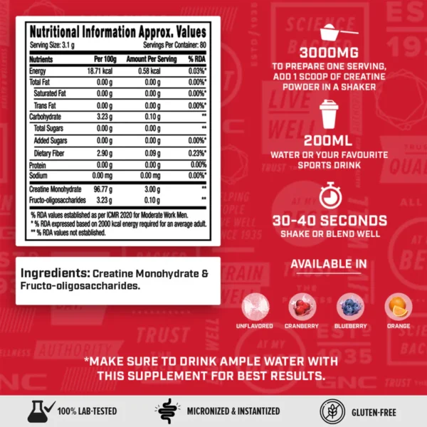 GNC Pro Performance Creatine Monohydrate - Image 2