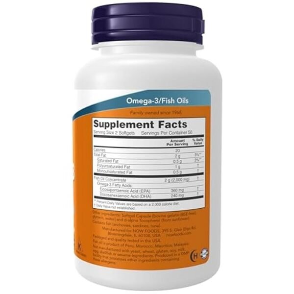 Now Foods Omega 3, Pack of 100 softgel - Image 2