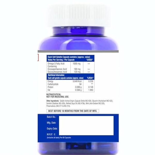 GASPARI NUTRITION Omega 3 1000mg, 60 Softgels (120Gm) - Image 2