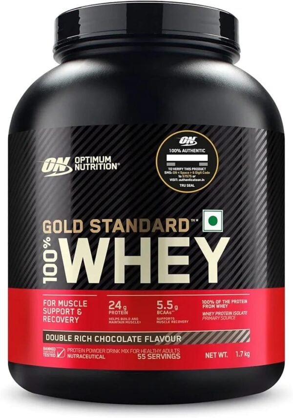 Optimum Nutrition (ON) Gold Standard 100% Whey – Double Rich Chocolate (1.7 Kg / 55 Servings)