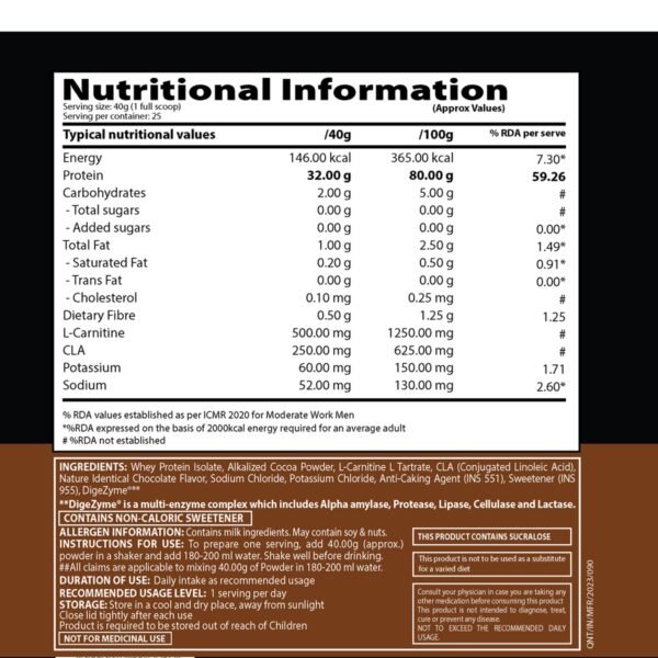 QNT ISO Ripped Whey Protein Isolate Powder | With L-Carnitine & CLA | 32g Pure Whey Isolate per Serving | Supports Lean Muscle Growth & Weight Loss | Choco Brownie Flavor, 1 Kg - Image 2