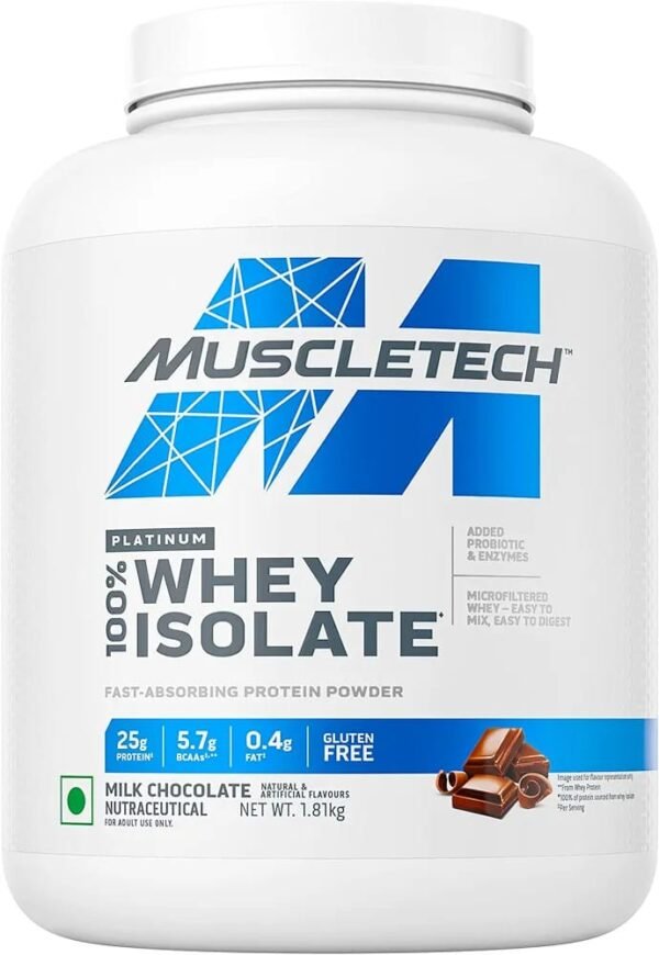 MuscleTech Platinum 100% Whey Isolate – Milk Chocolate (4 Lbs / 1.8kg)