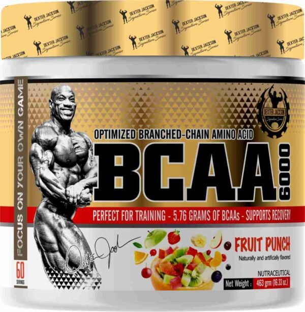 Dexter Jackson BCAA 6000 | Fruit Punch Flavor | 60 Servings, 463g - Advanced Branched-Chain Amino Acid Formula for Optimal Muscle Recovery